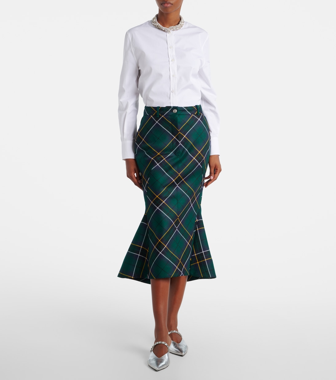 Tartan wool midi skirt | McQueen