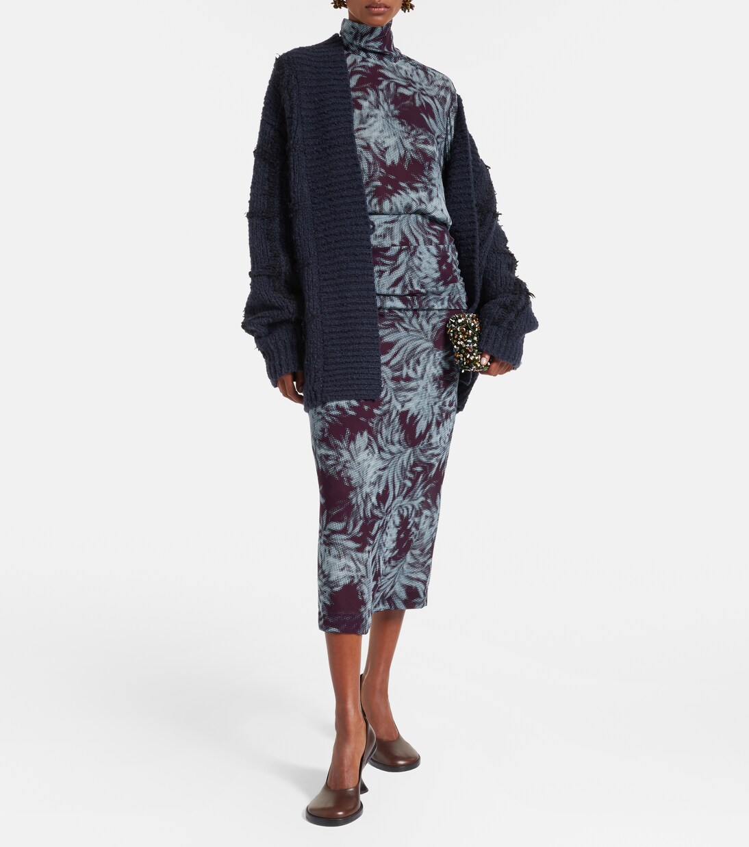 Printed sheer chiffon turtleneck top | Dries Van Noten