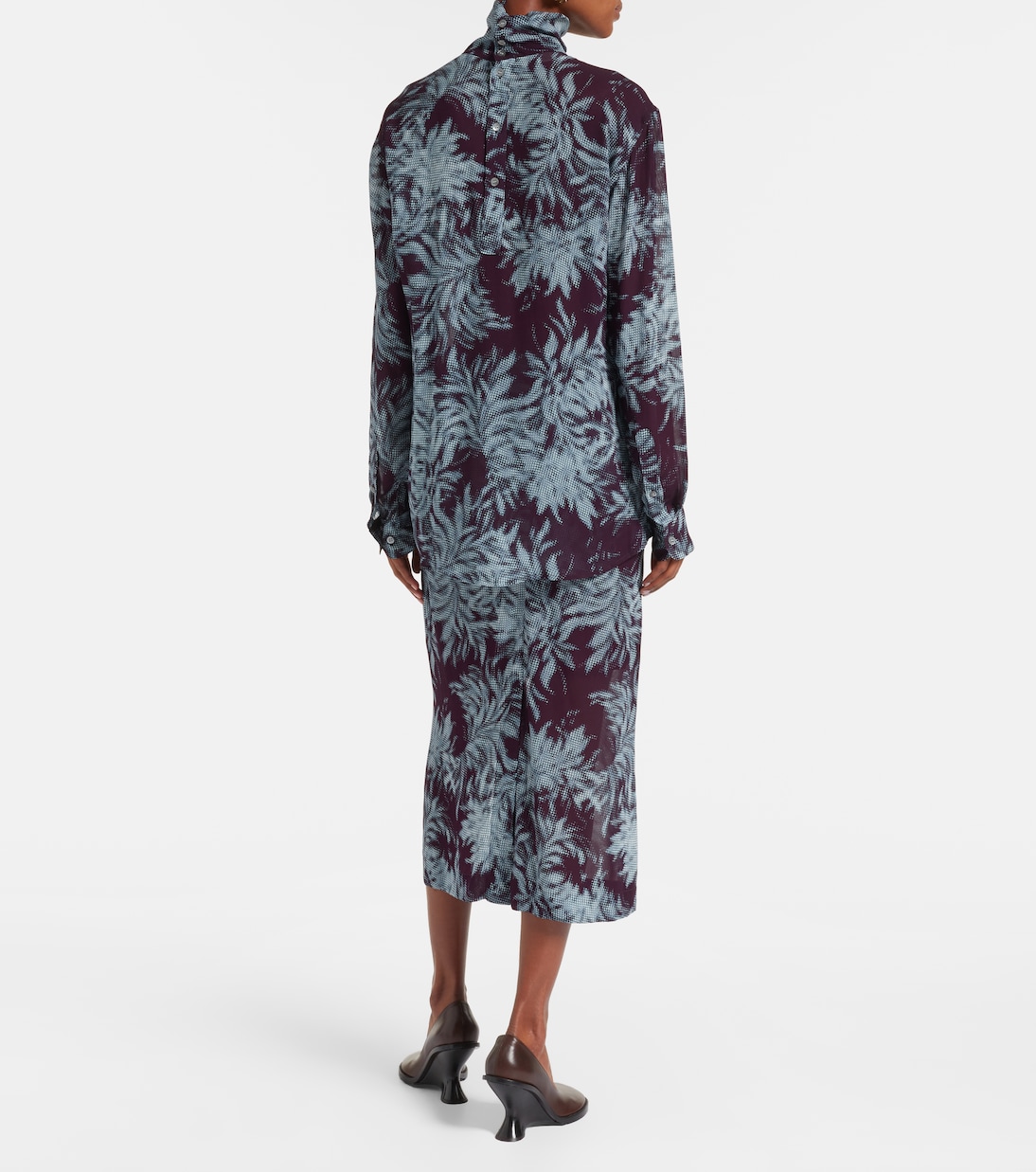 Printed sheer chiffon turtleneck top | Dries Van Noten