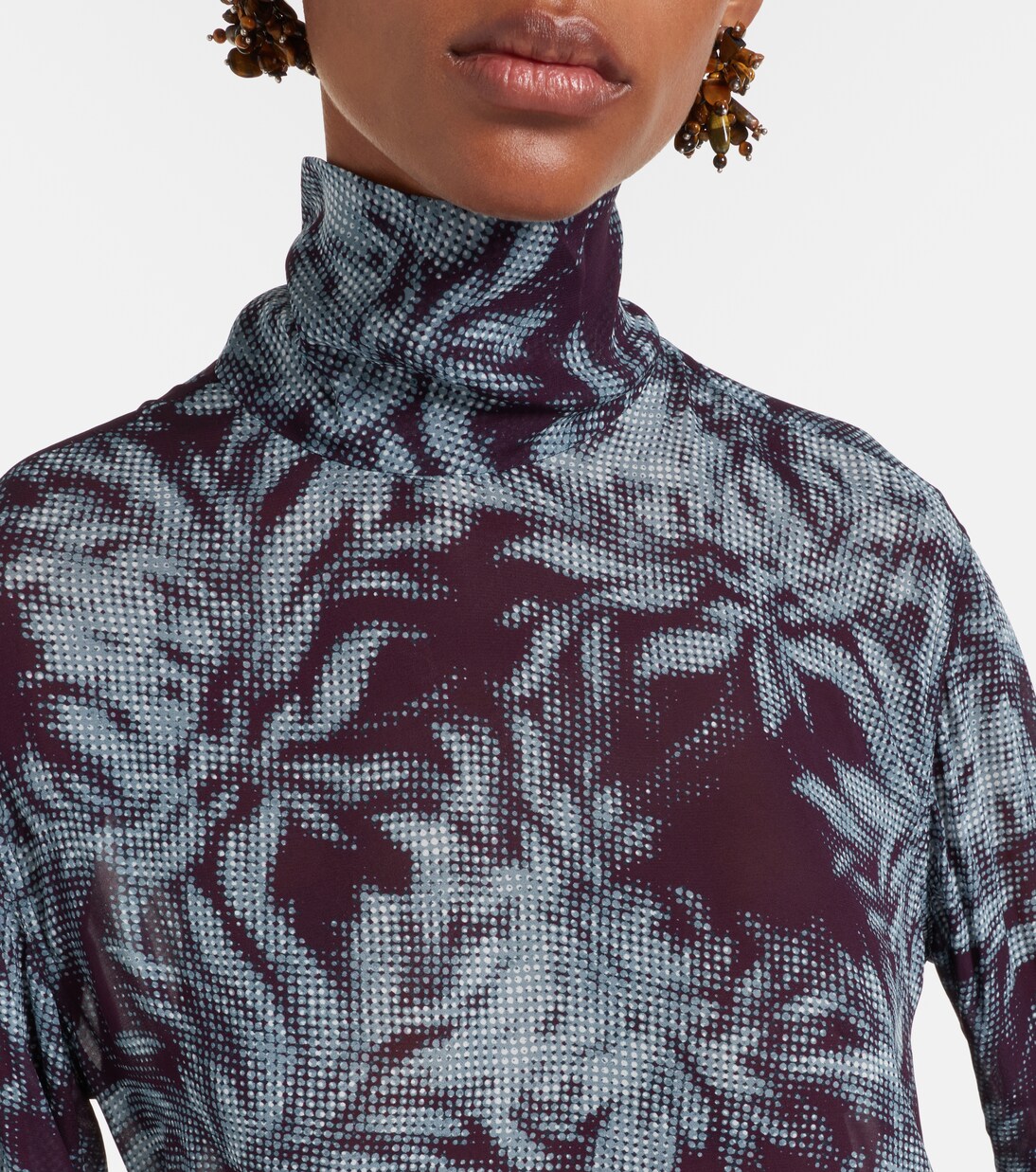 Printed sheer chiffon turtleneck top | Dries Van Noten