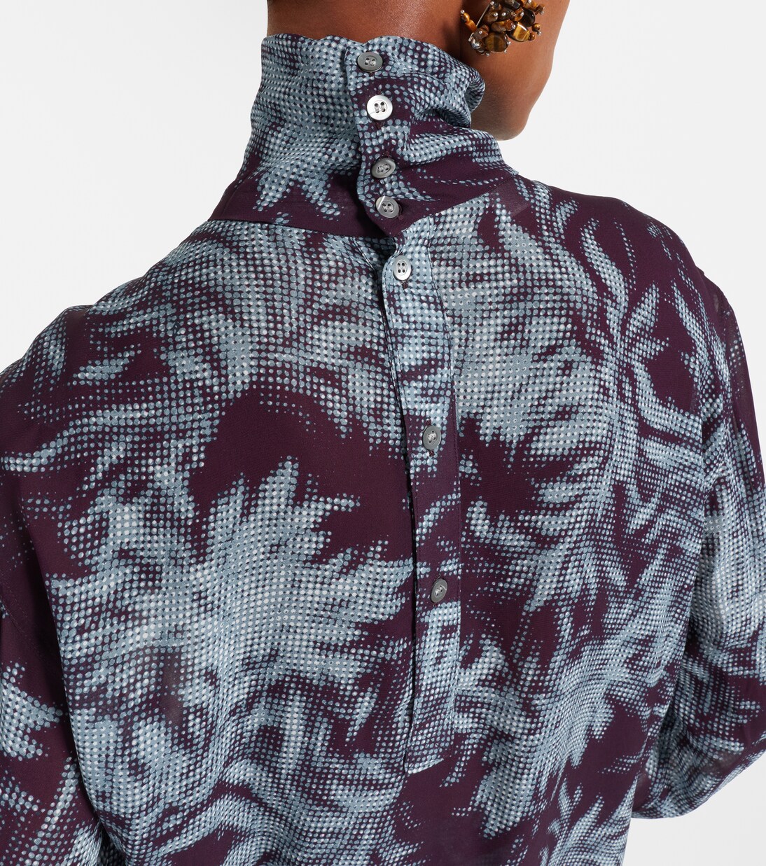Printed sheer chiffon turtleneck top | Dries Van Noten