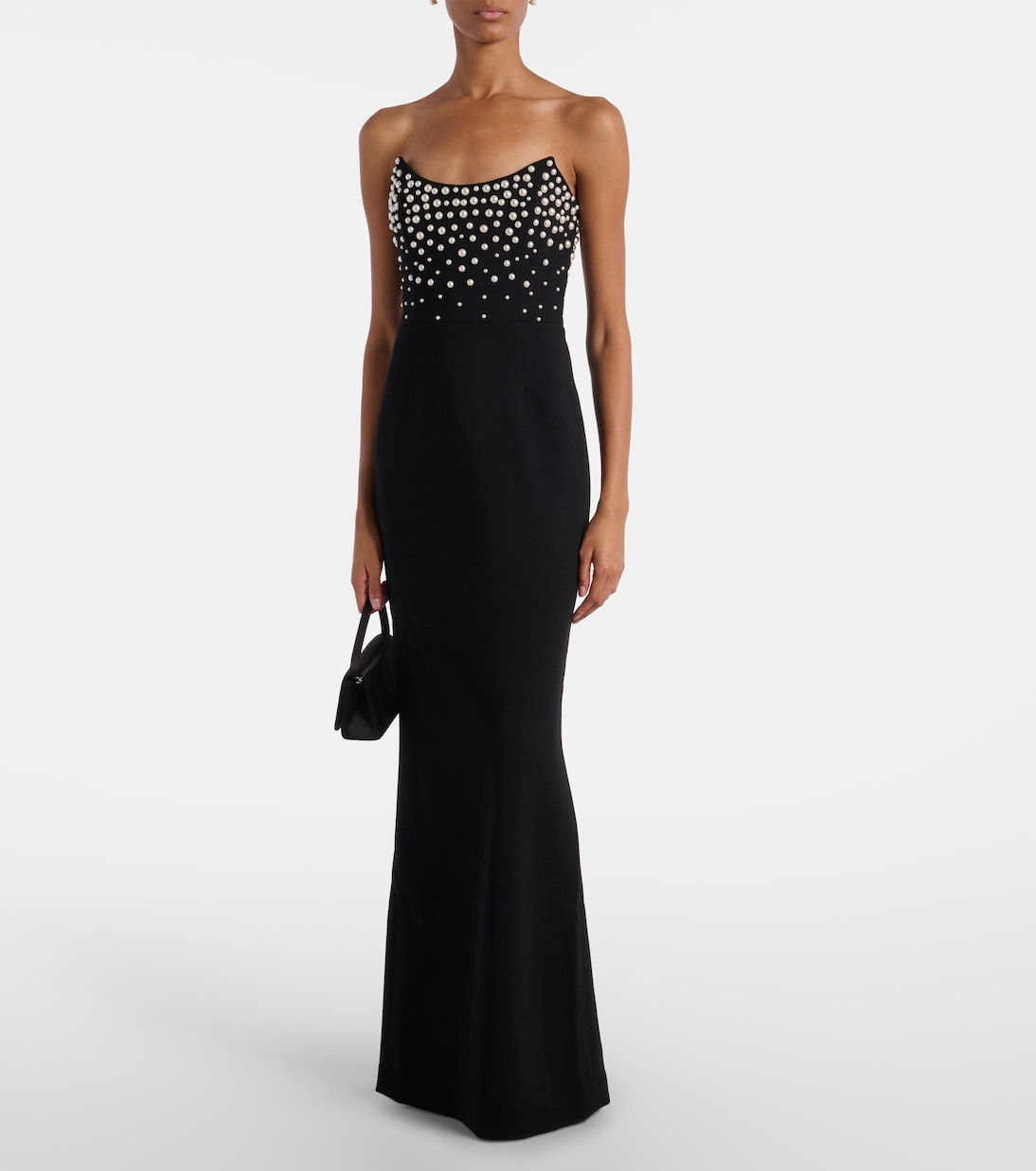 Vestido bustier de fiesta Lynette de crepé adornado | Rebecca Vallance