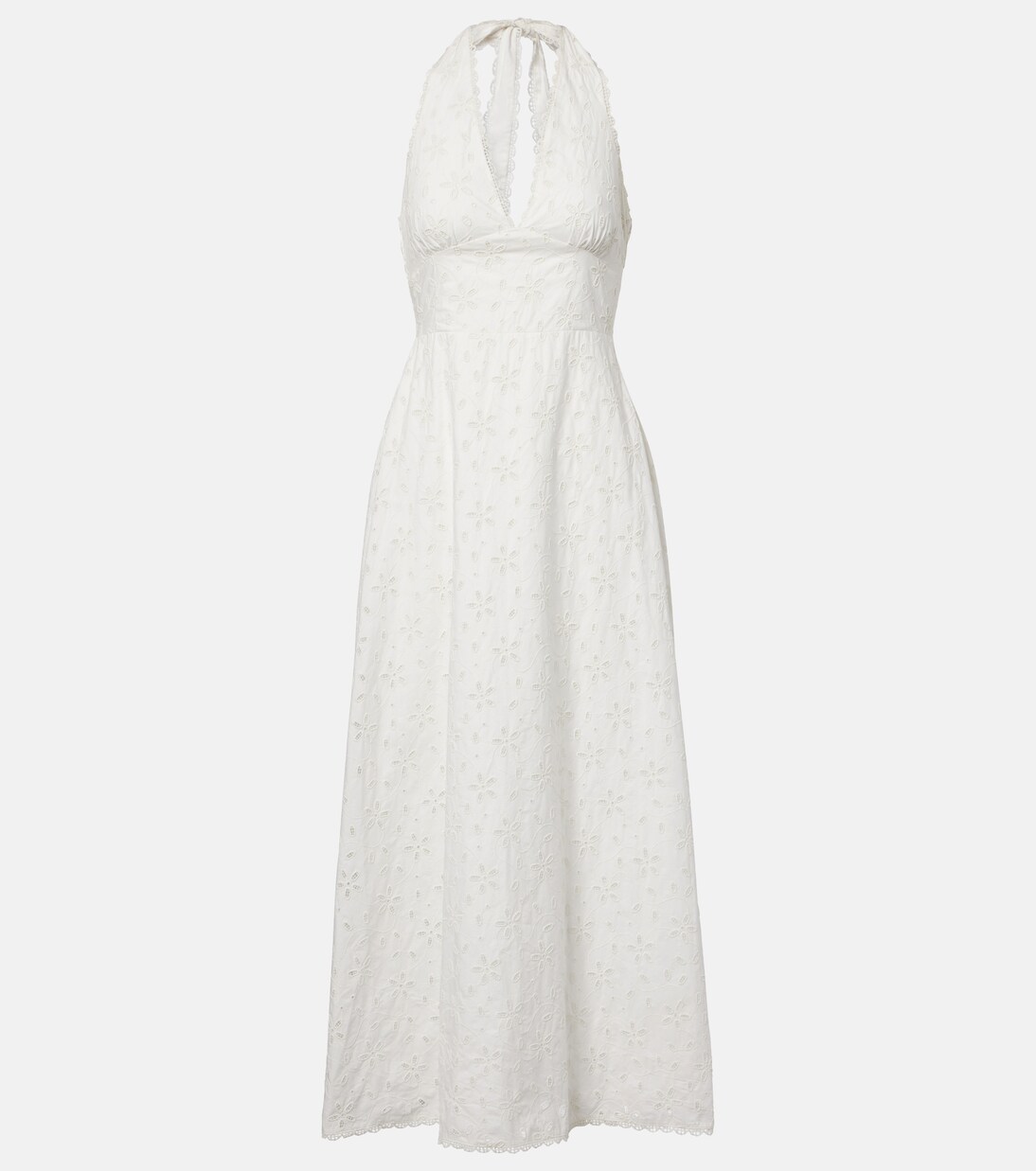 Salma embroidered halterneck cotton midi dress | Posse