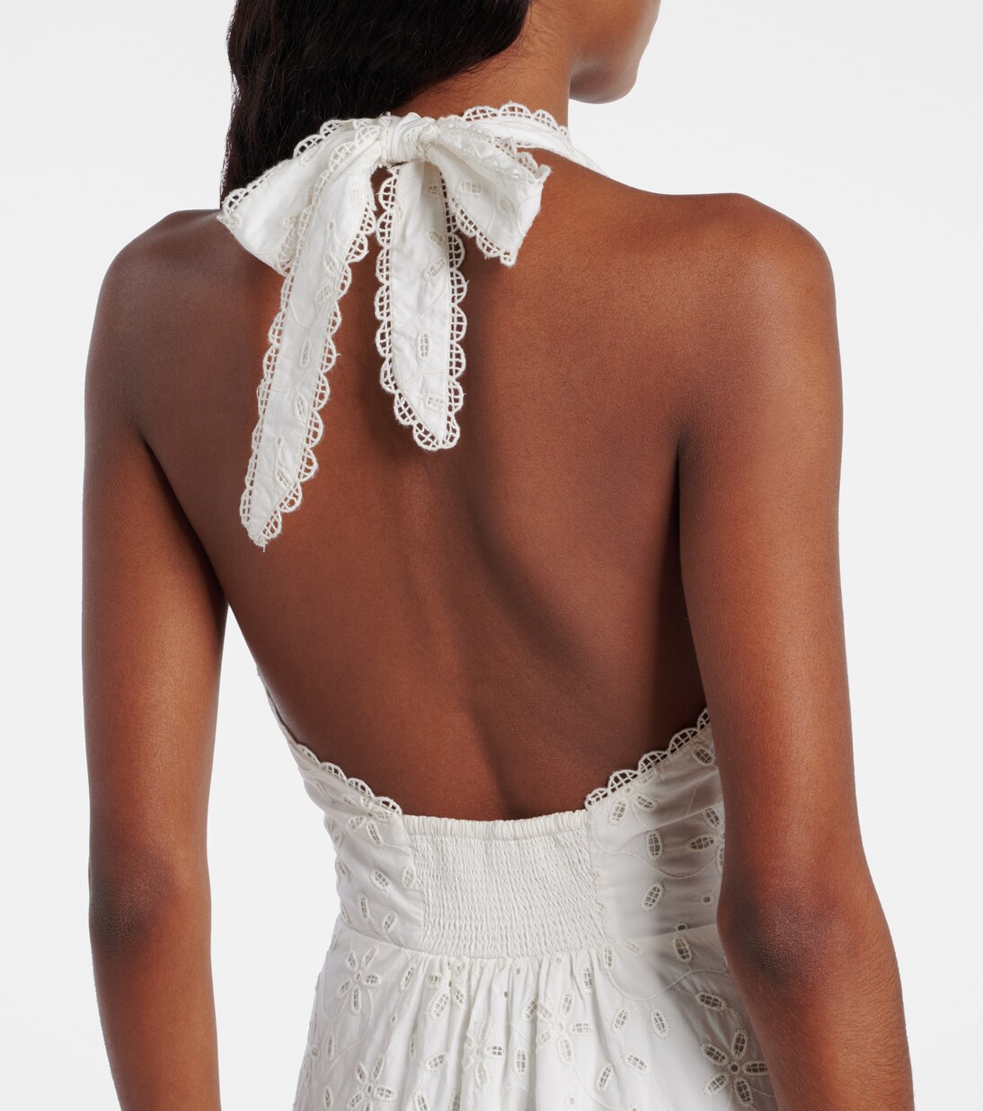 Salma embroidered halterneck cotton midi dress | Posse