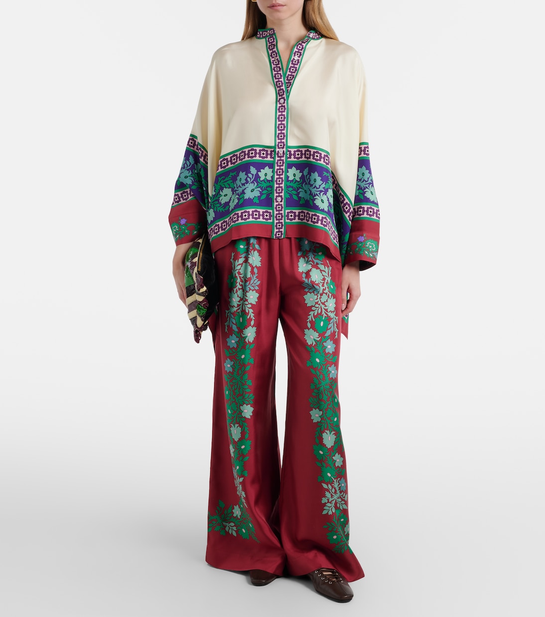 Foulard printed silk twill shirt | La DoubleJ