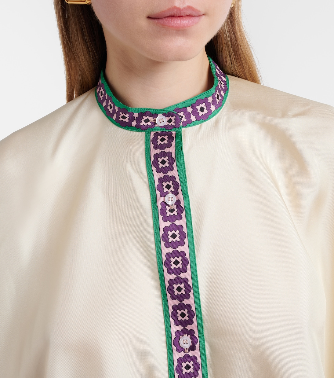 Foulard printed silk twill shirt | La DoubleJ