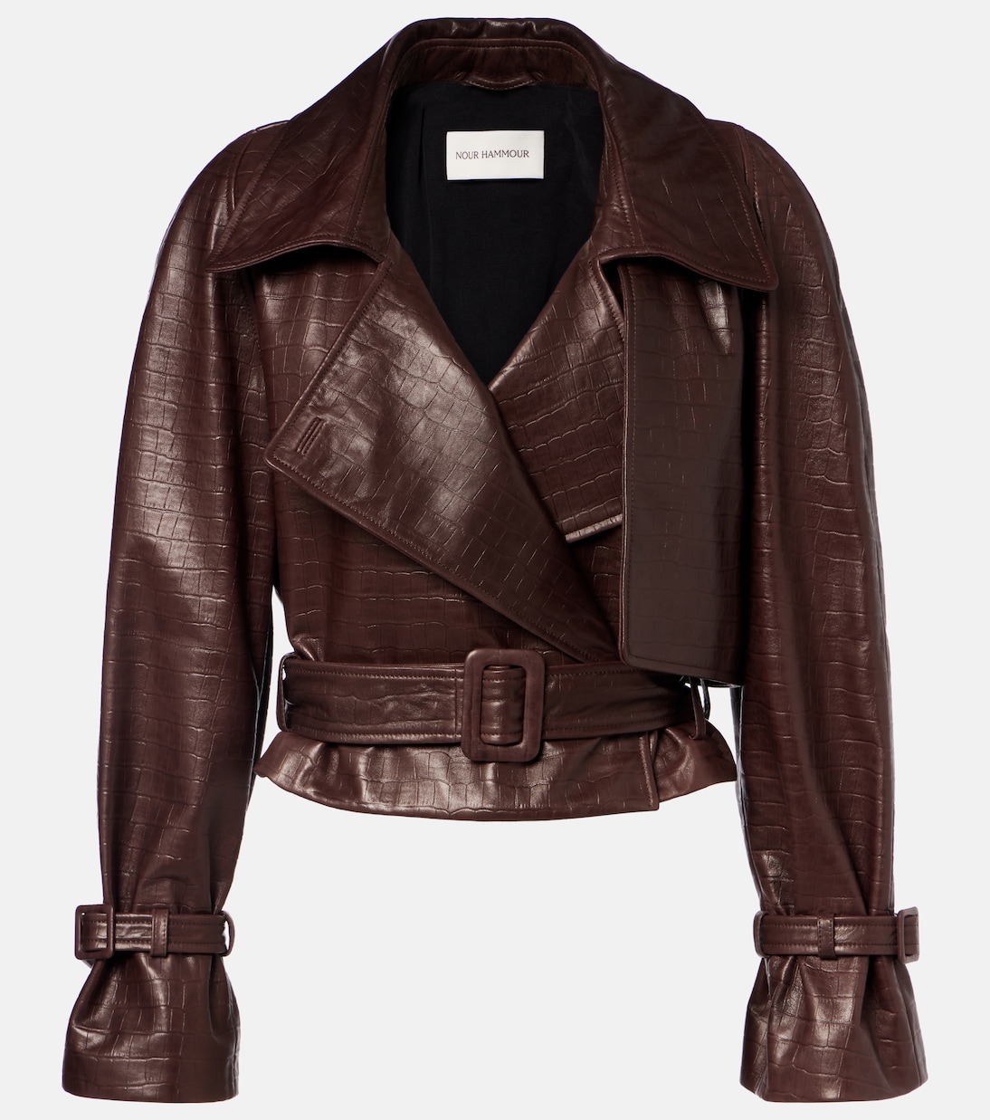 Hatti croc-effect leather jacket | Nour Hammour