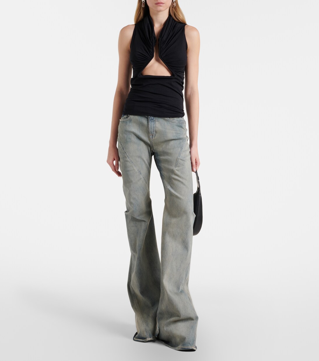 Cutout ruched jersey top | Rick Owens