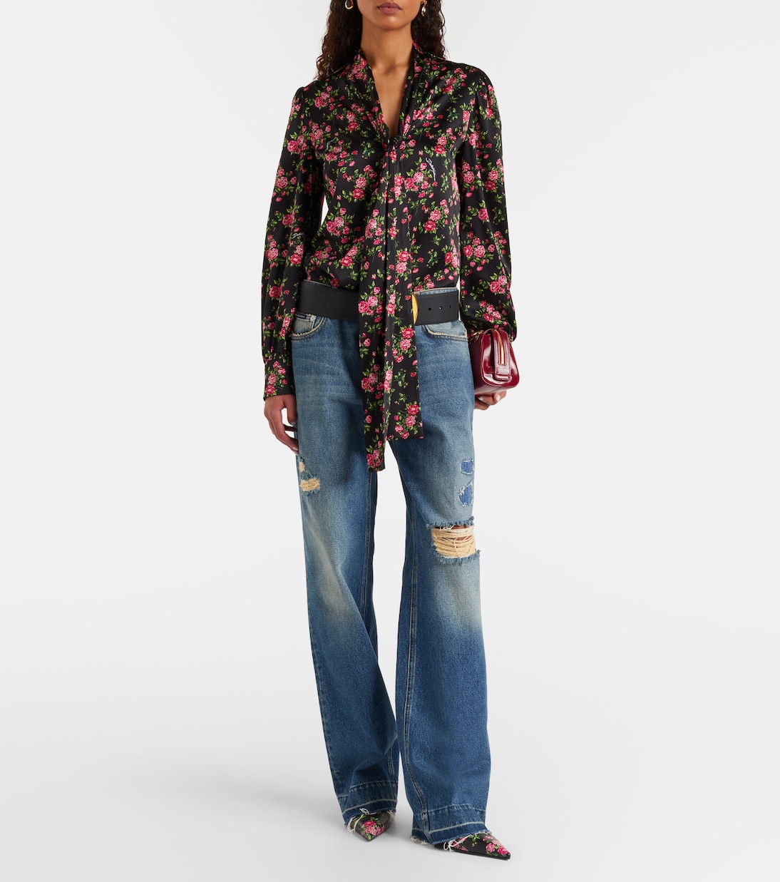 Lollo 60 floral leather slingback pumps | Dolce&Gabbana