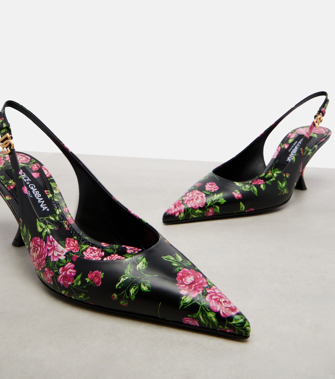 Lollo 60 floral leather slingback pumps | Dolce&Gabbana
