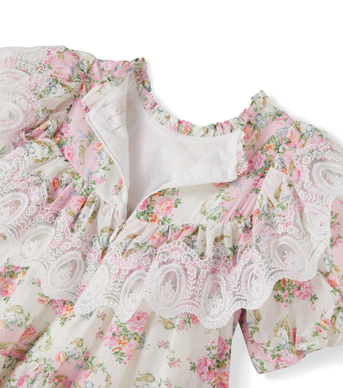 Robe en coton et dentelle à fleurs | Petite Amalie  