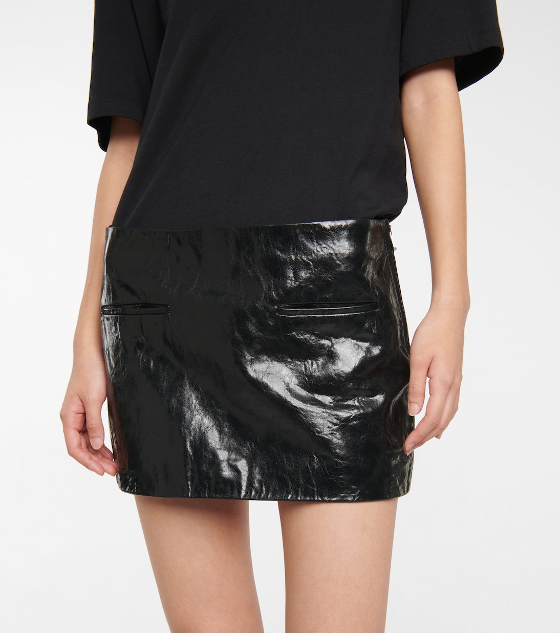 Mini-jupe en cuir à taille haute | The Attico