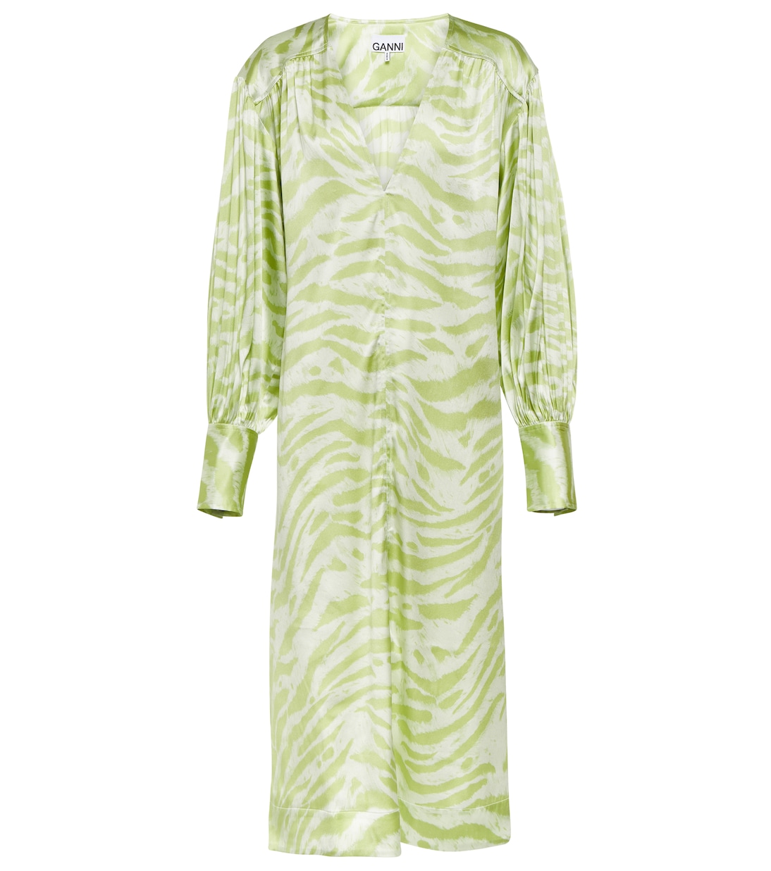 Zebra-print silk-blend midi dress | Ganni