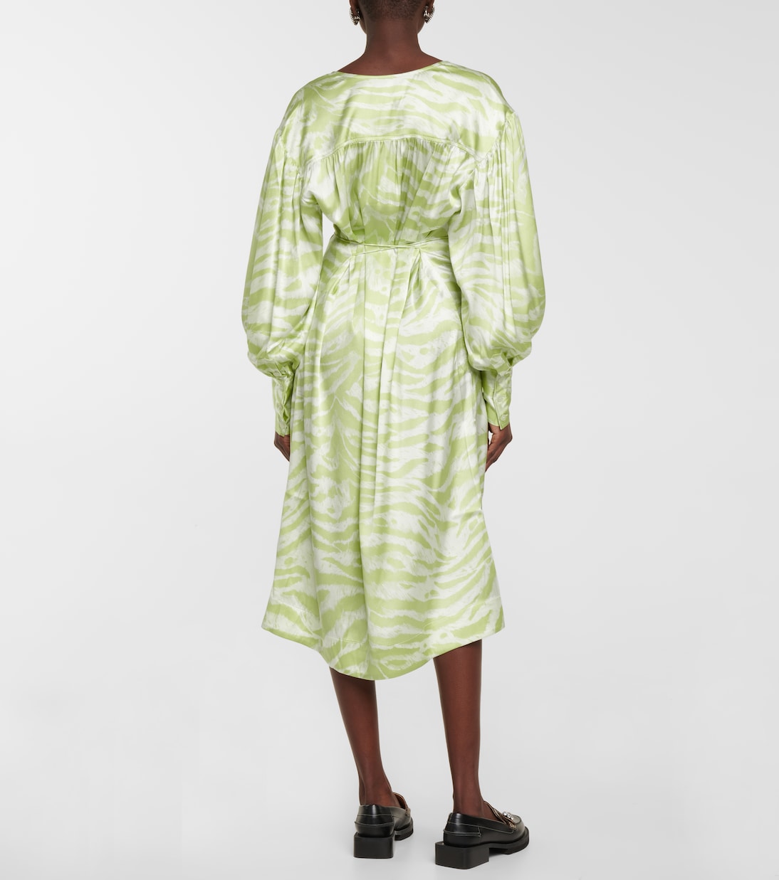 Zebra-print silk-blend midi dress | Ganni