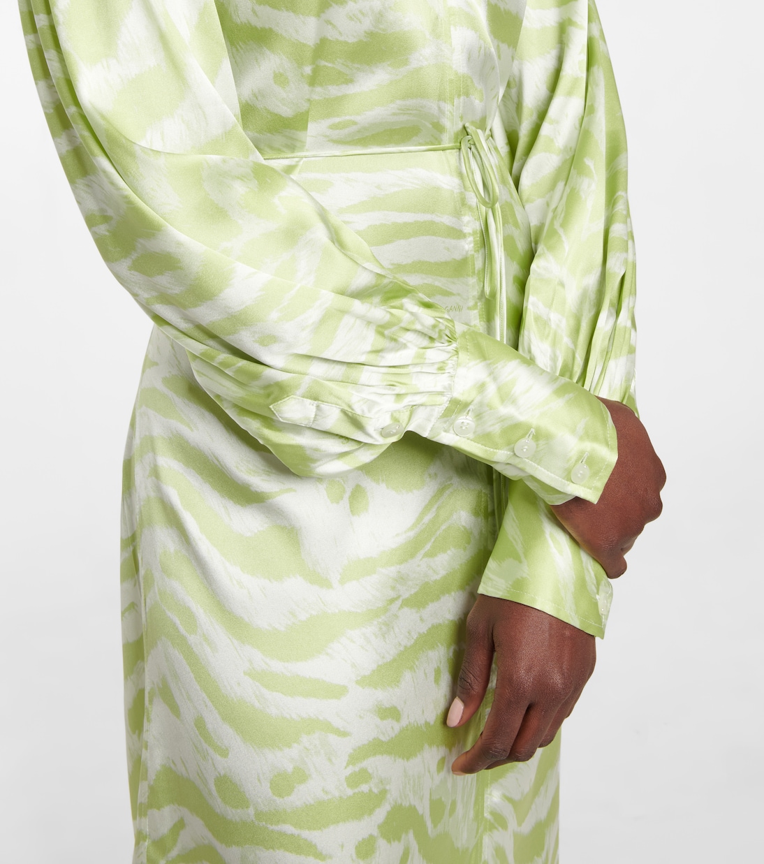 Zebra-print silk-blend midi dress | Ganni