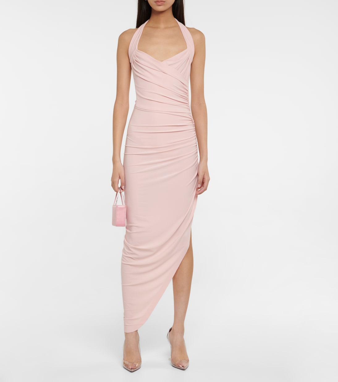 Cayla halterneck ruched midi dress | Norma Kamali