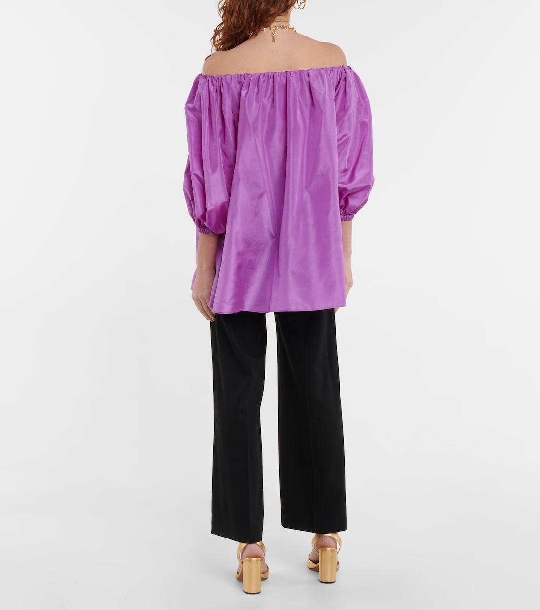 Silk taffeta off-shoulder top | Valentino