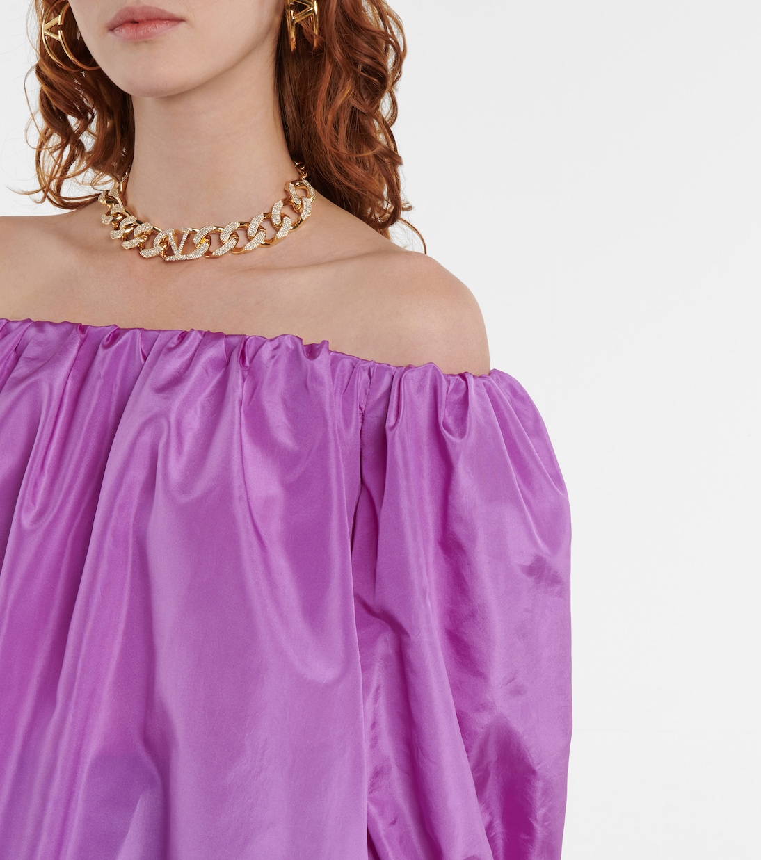 Silk taffeta off-shoulder top | Valentino