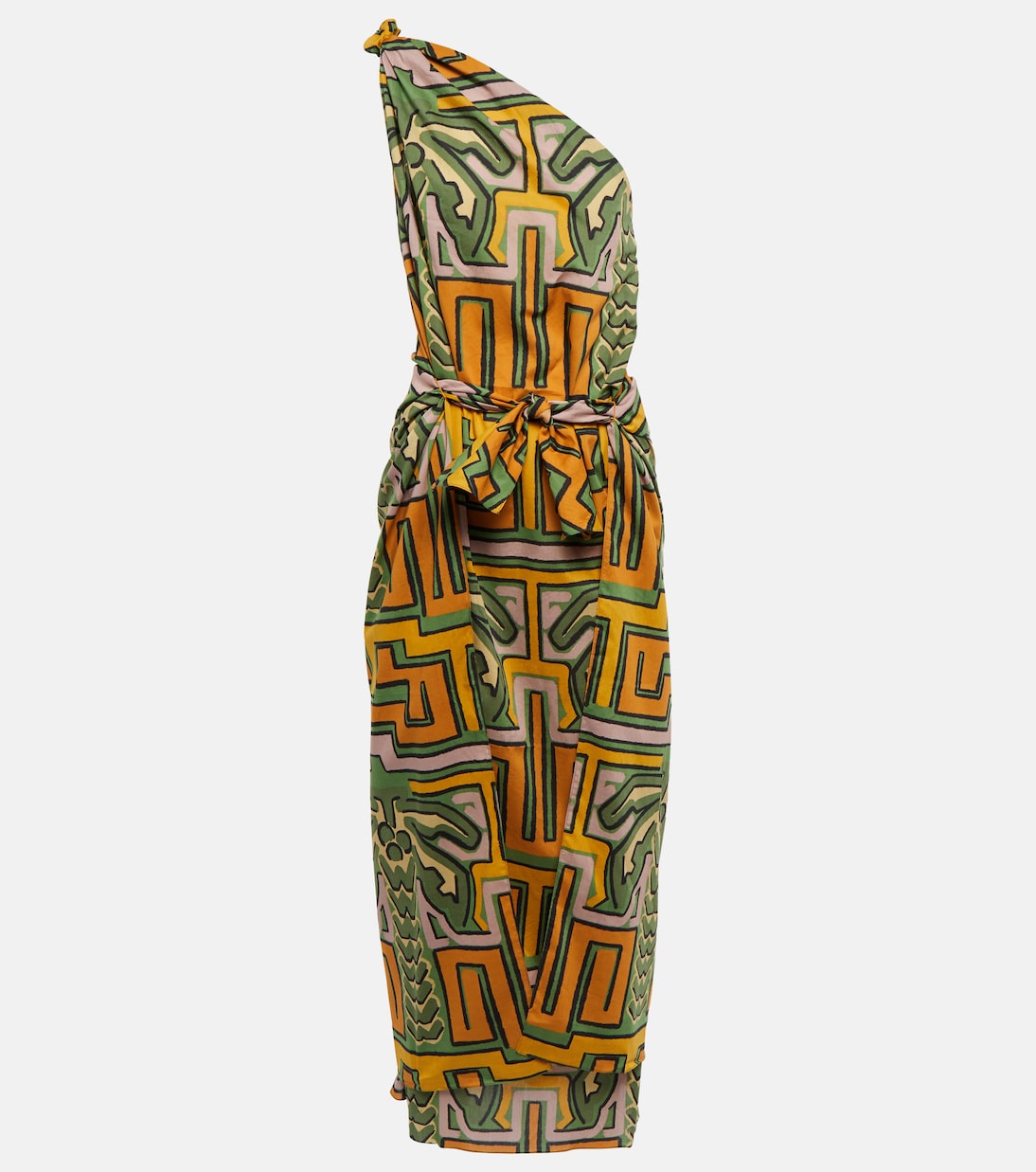 Printed one-shoulder cotton midi dress | Johanna Ortiz