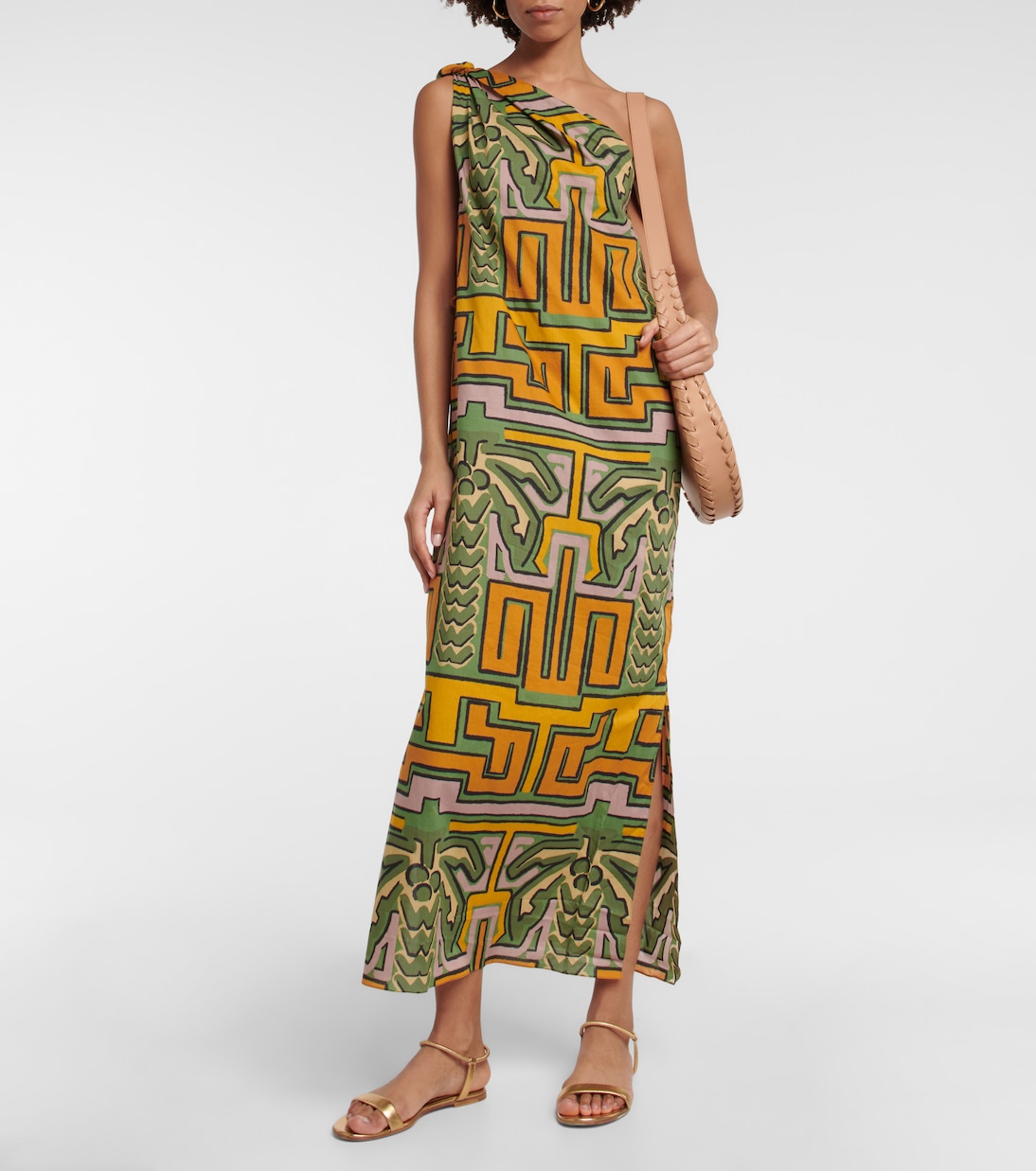 Printed one-shoulder cotton midi dress | Johanna Ortiz