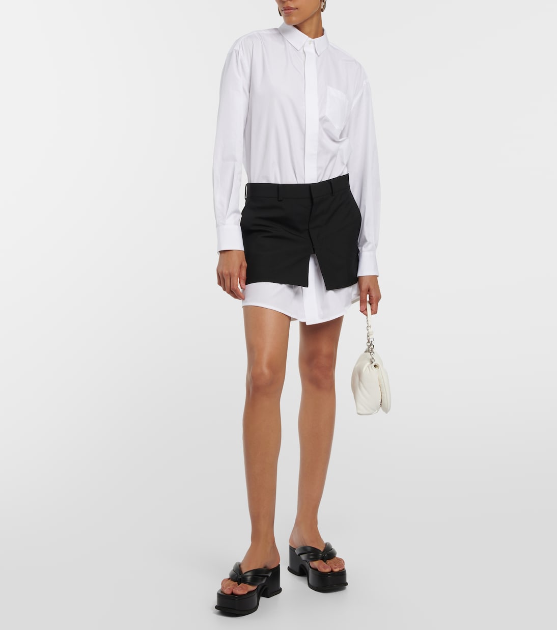 x Thomas Mason - Miniabito in cotone | Sacai