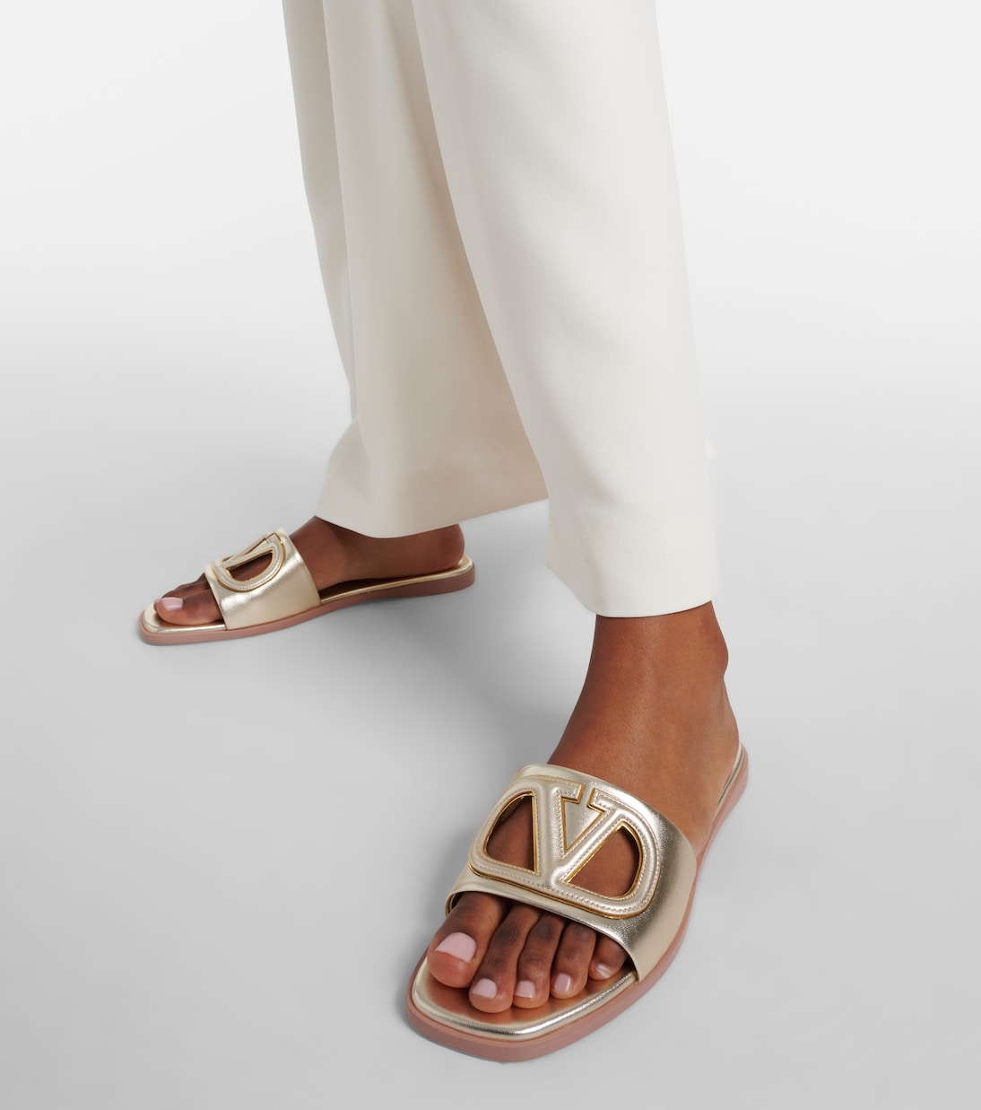 VLogo metallic leather mules | Valentino Garavani