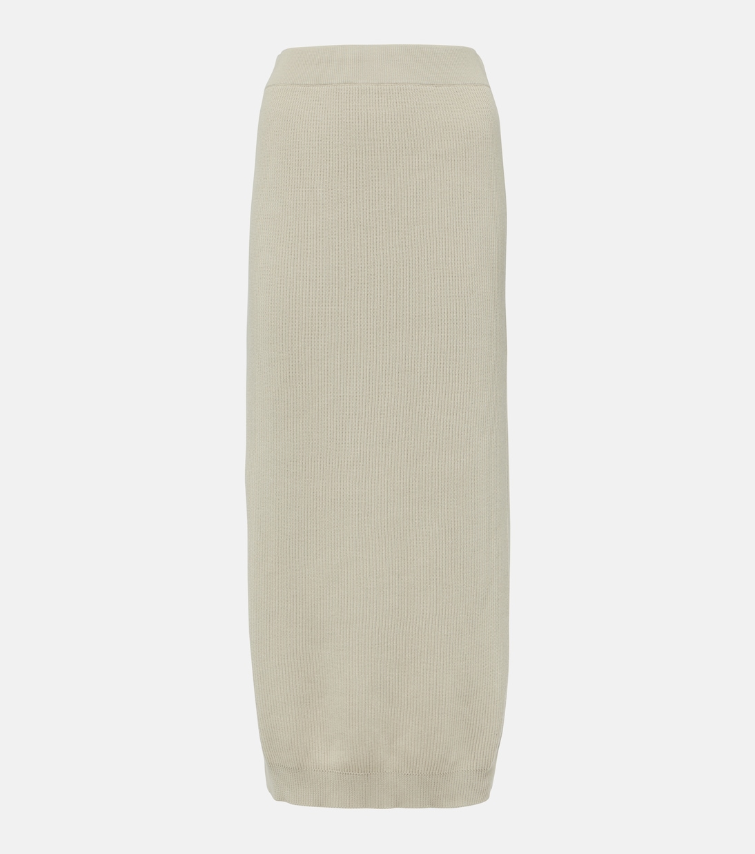 Gonna midi in maglia di cotone a coste | Brunello Cucinelli