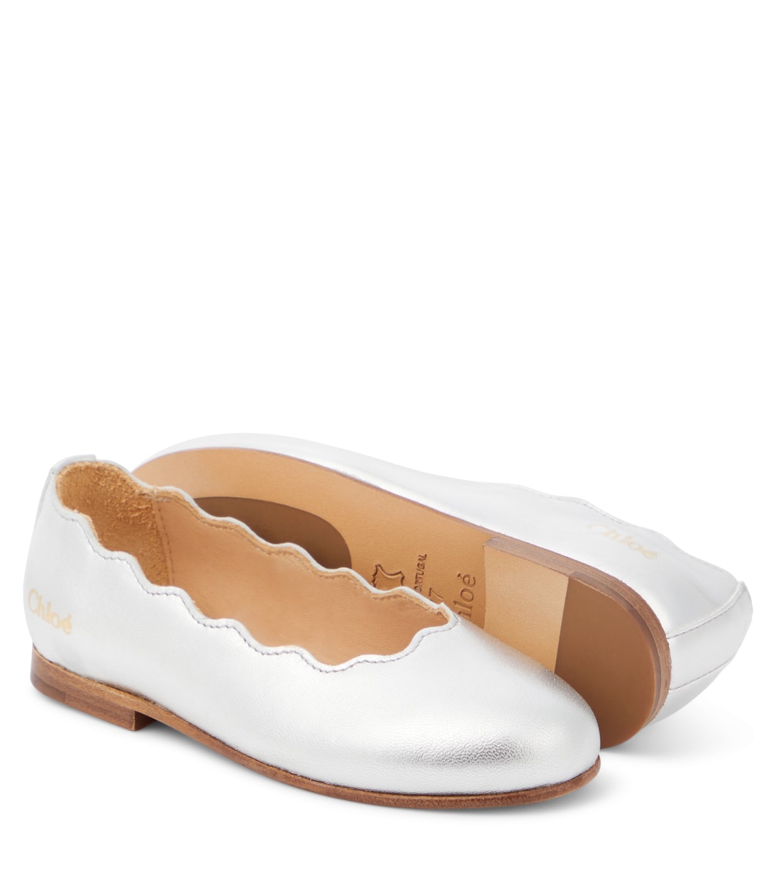 Ballerines Lauren en cuir métallisé | Chloé Kids