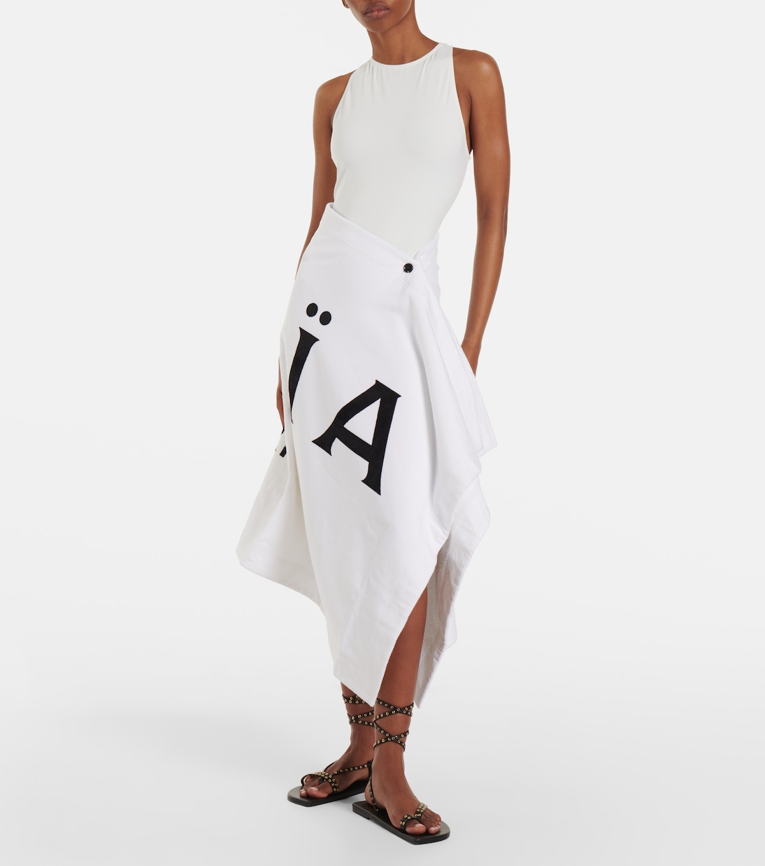Falda midi de algodón con logo | Alaïa