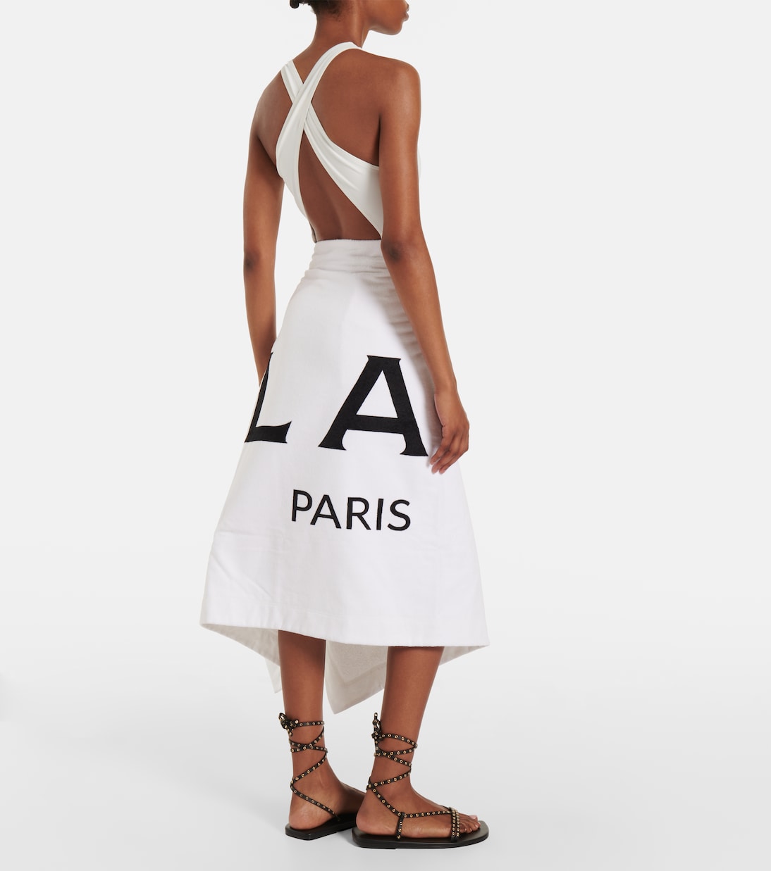 Falda midi de algodón con logo | Alaïa