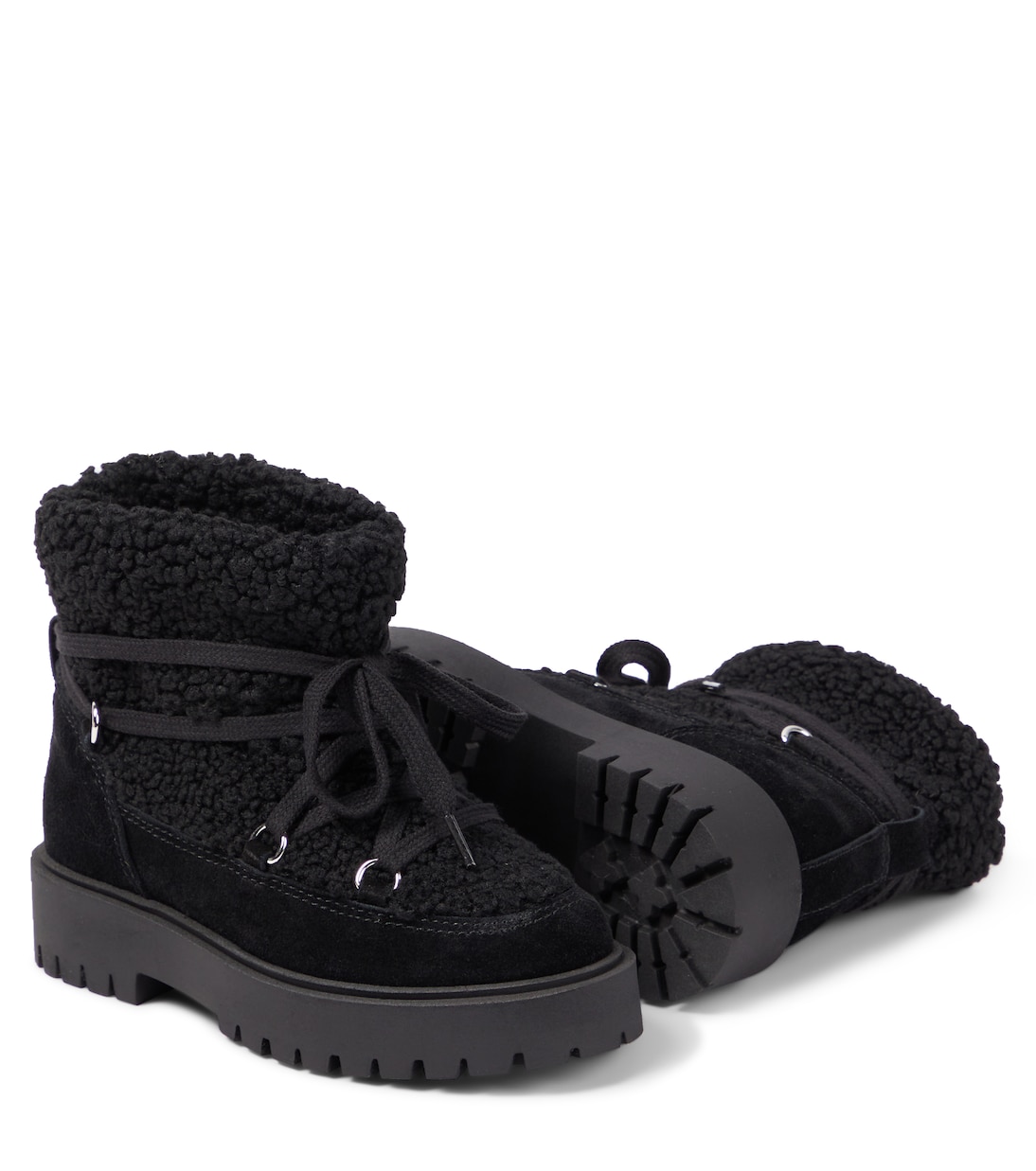 Suede-trimmed faux shearling ankle boots | Il Gufo