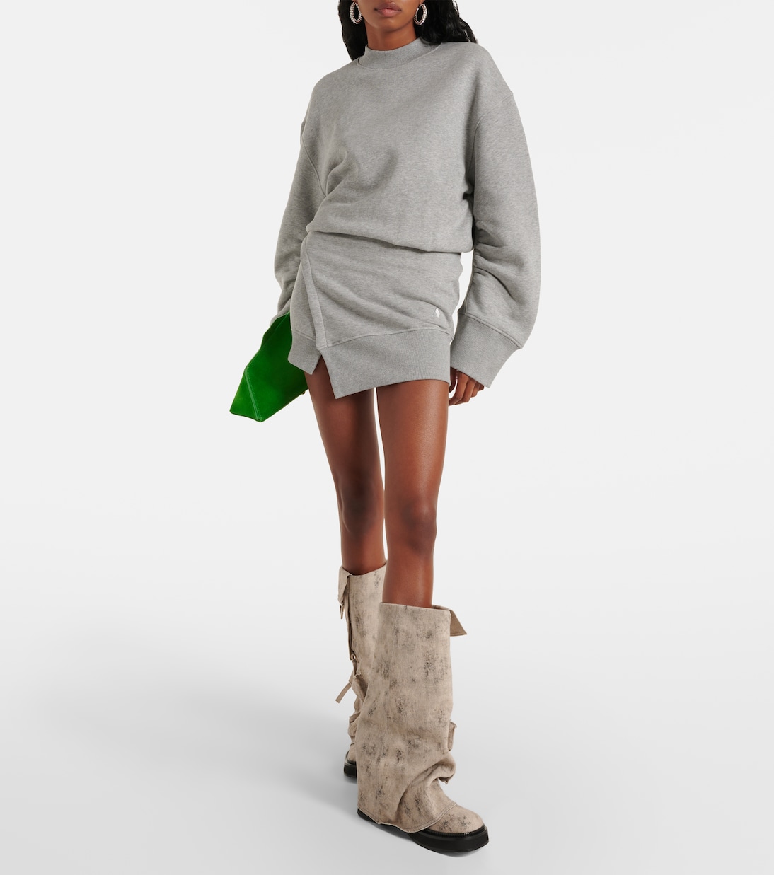 Ivory asymmetric cotton minidress | The Attico