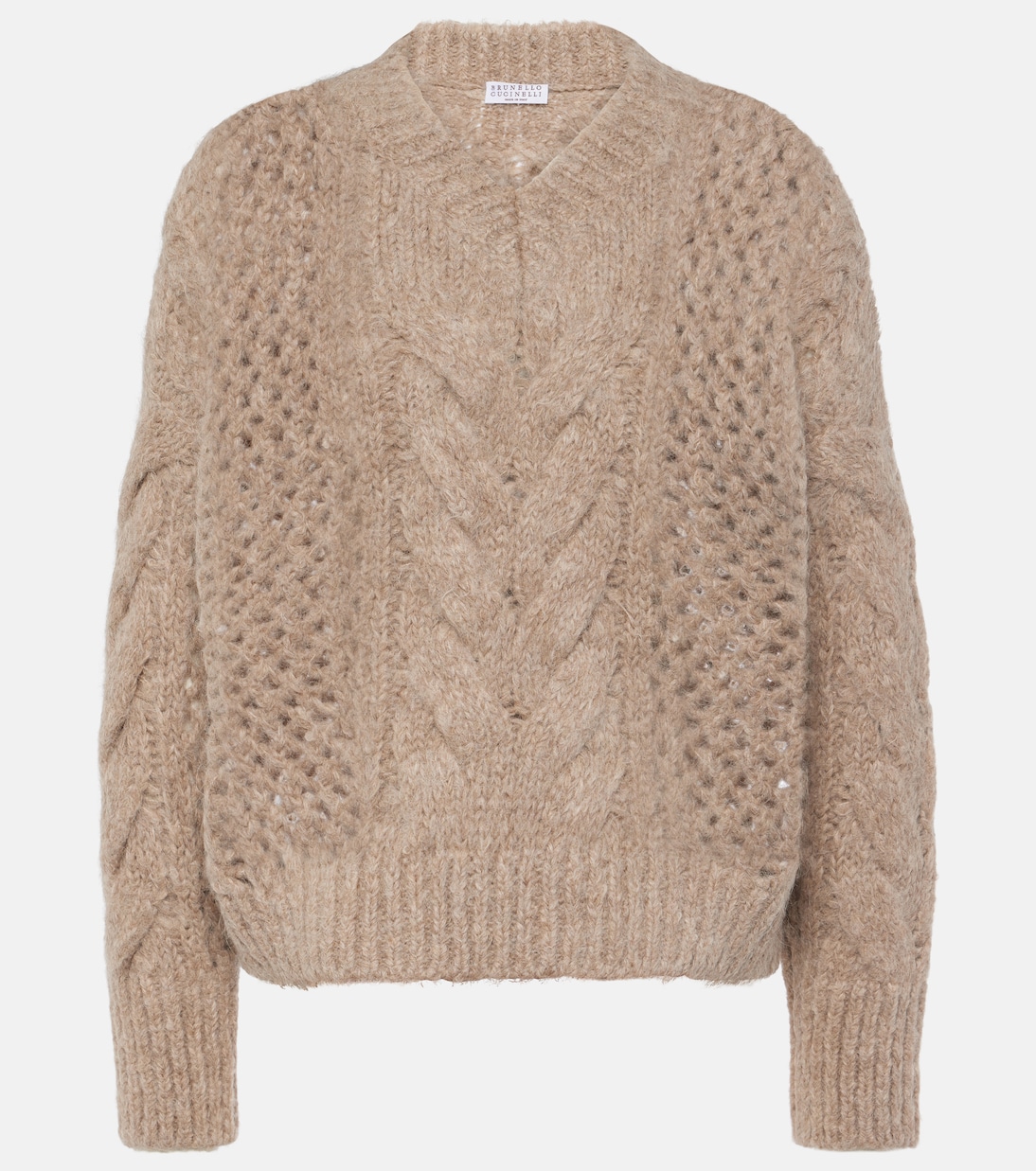 Pullover in misto cotone a trecce | Brunello Cucinelli