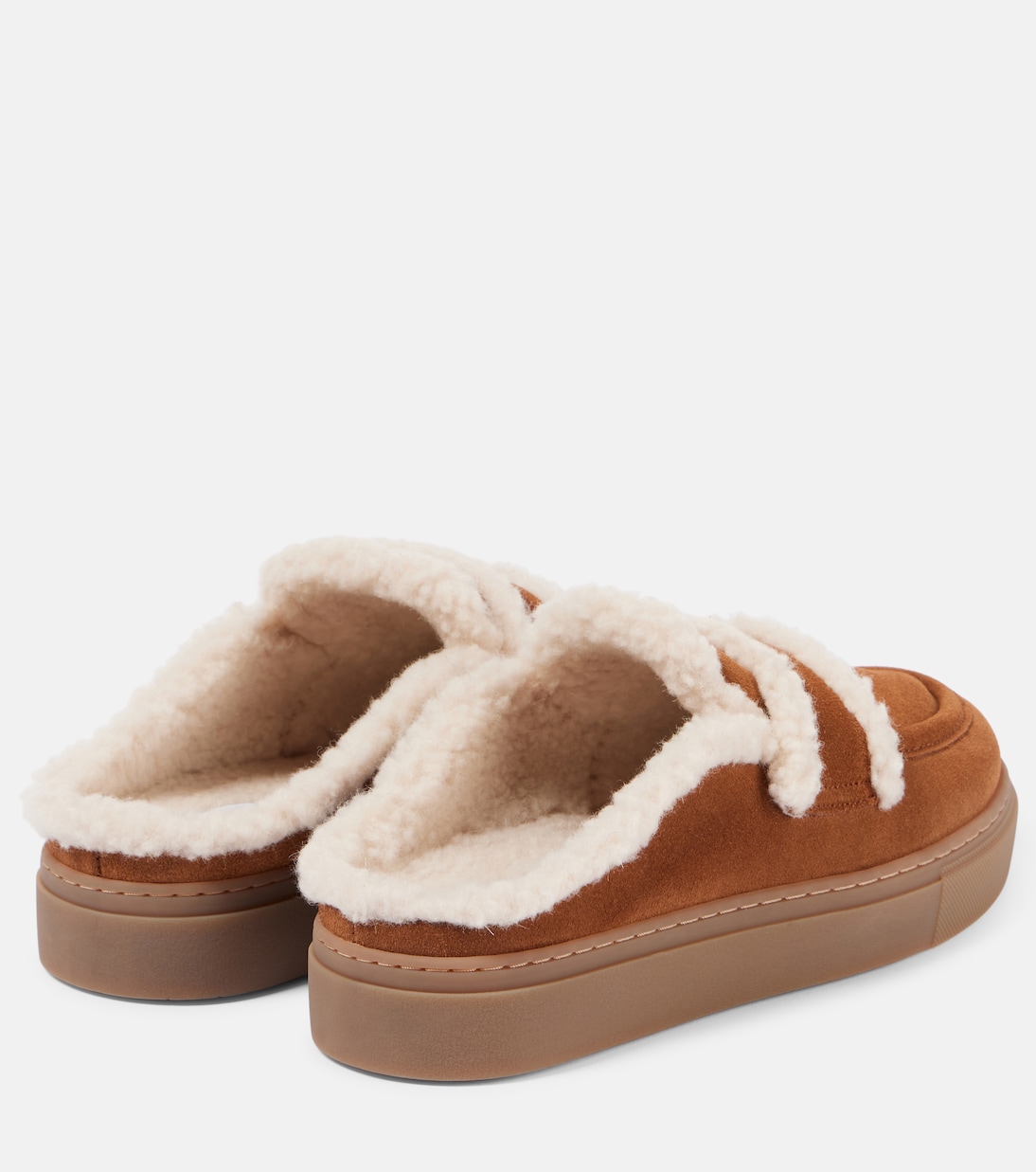 Shearling-trimmed suede mules | Inuikii