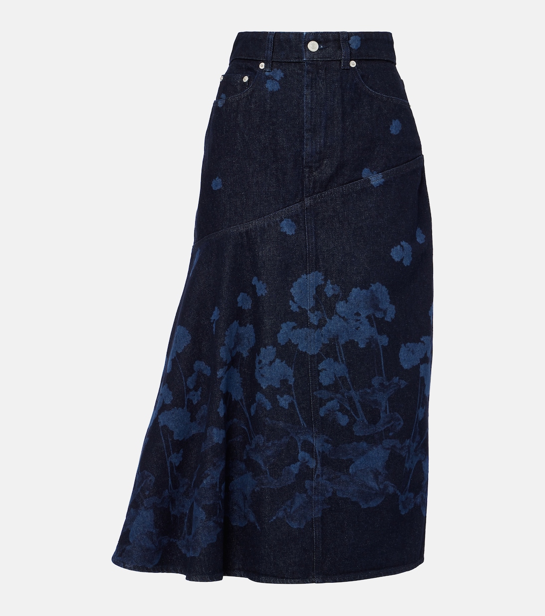 Jupe midi en jean à fleurs | Erdem