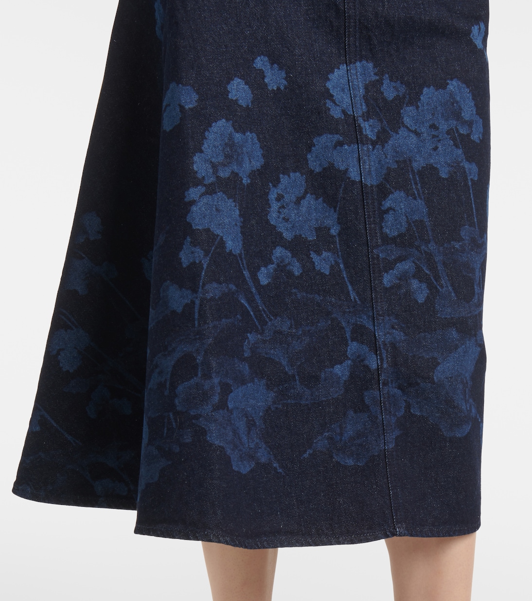 Jupe midi en jean à fleurs | Erdem