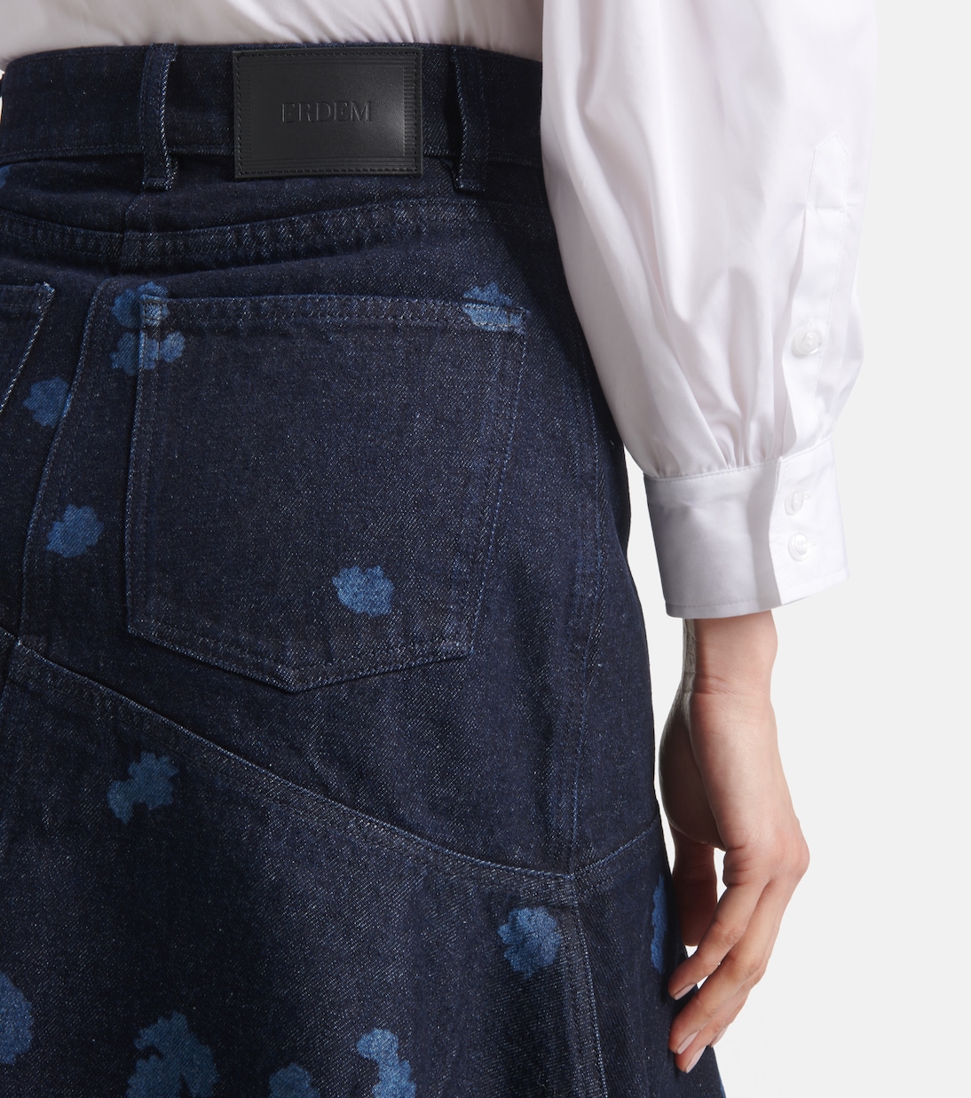 Jupe midi en jean à fleurs | Erdem