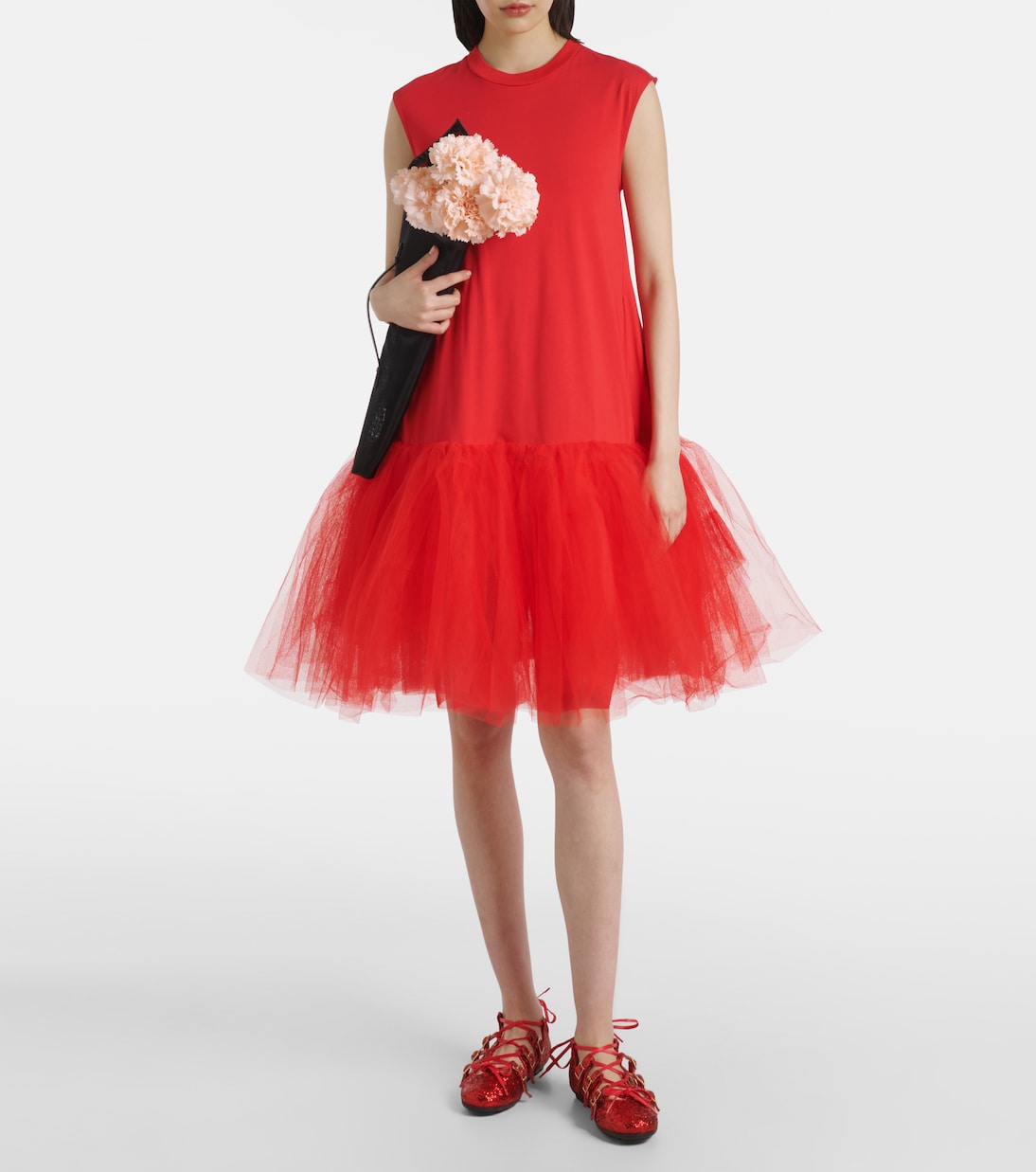 Minikleid aus Baumwoll-Jersey mit Tüll | Simone Rocha