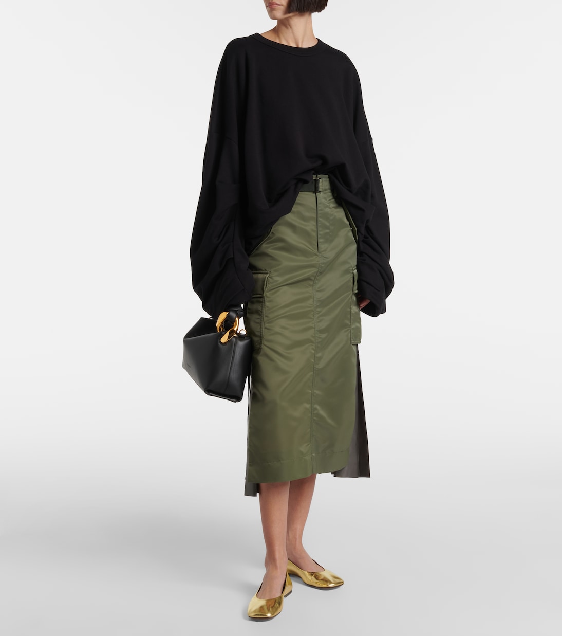 Falda midi de sarga de nylon  | Sacai