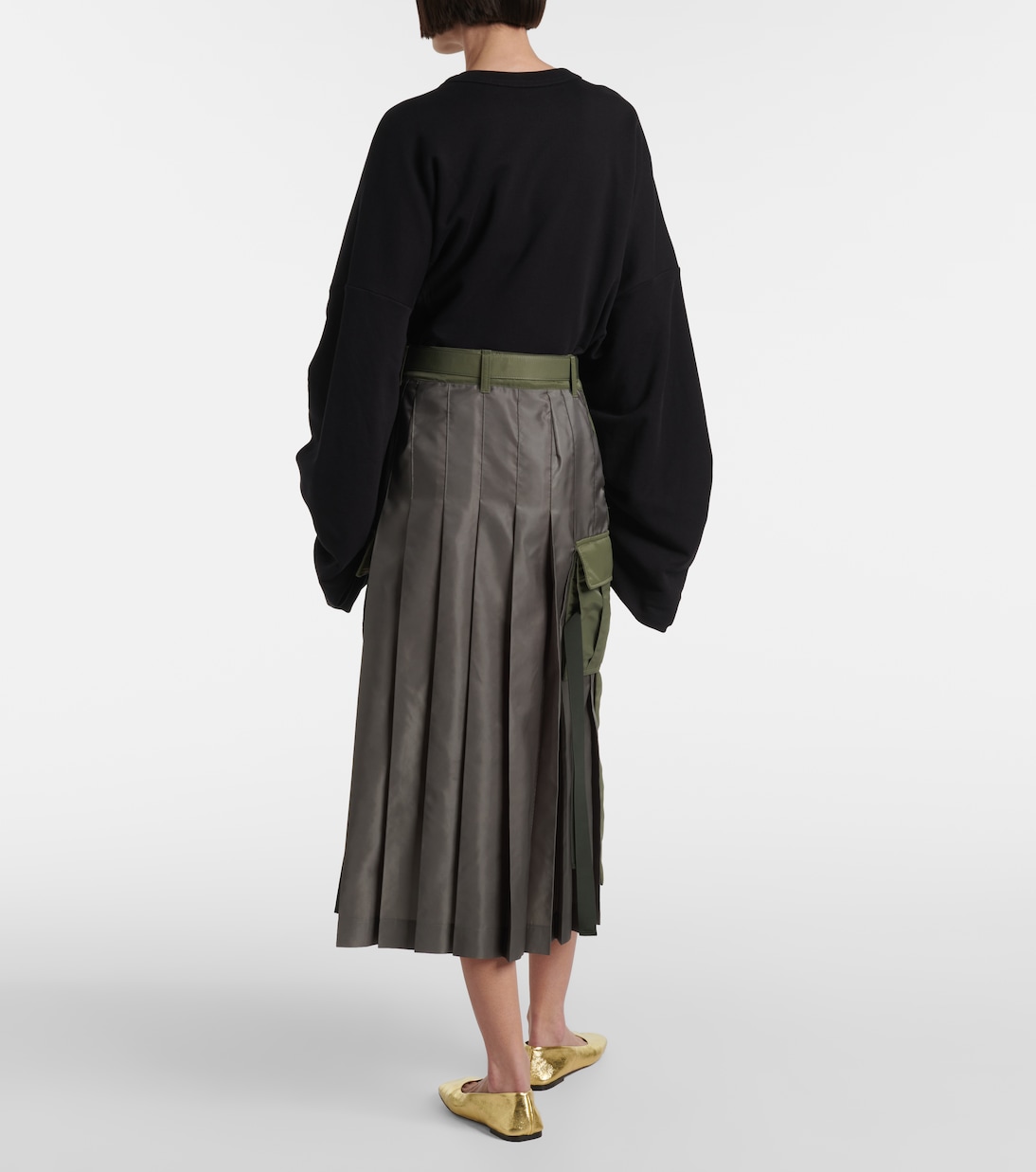Falda midi de sarga de nylon  | Sacai