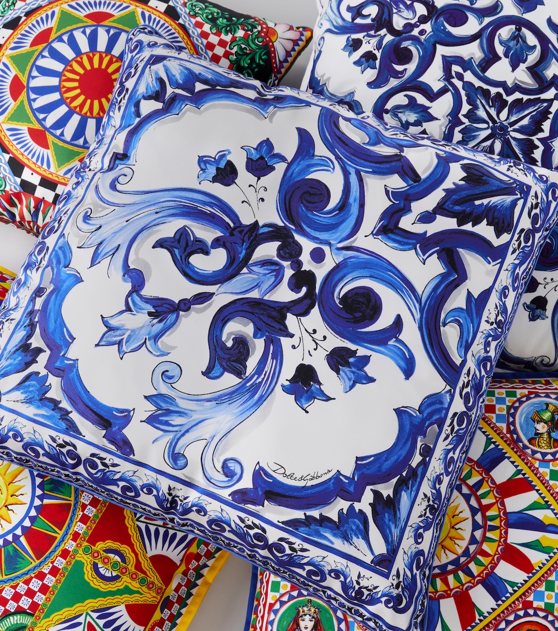 Medium printed silk twill cushion | Dolce&Gabbana Casa