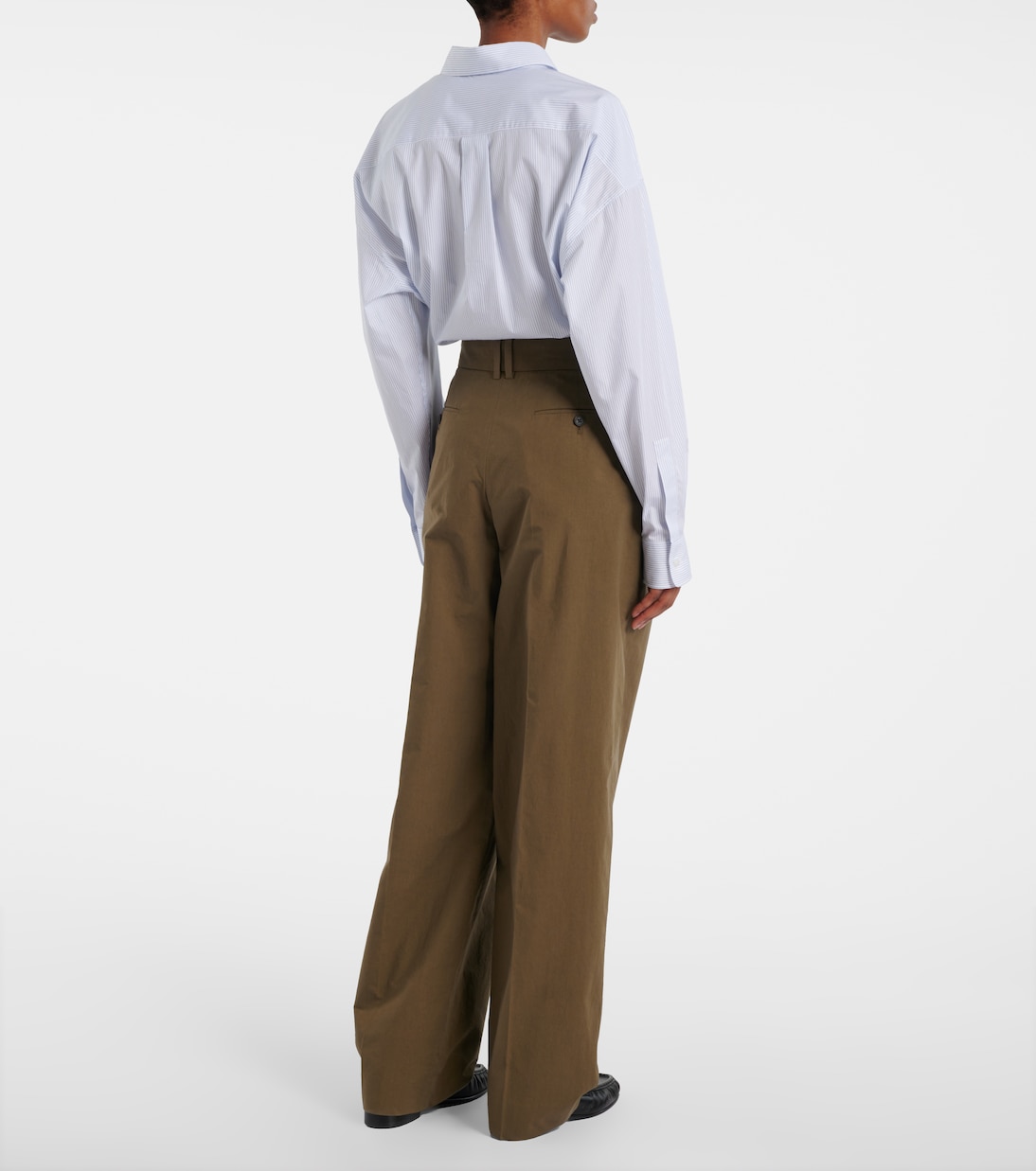 Pantalones anchos Lilas de popelín de tiro alto | The Row