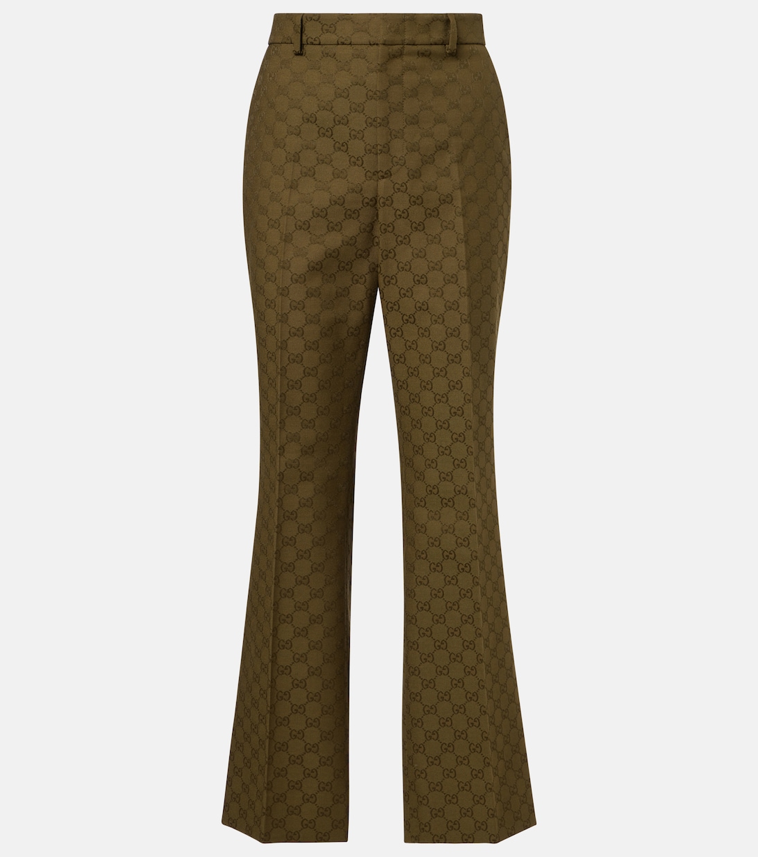 Pantaloni bootcut in jacquard di misto cotone GG | Gucci