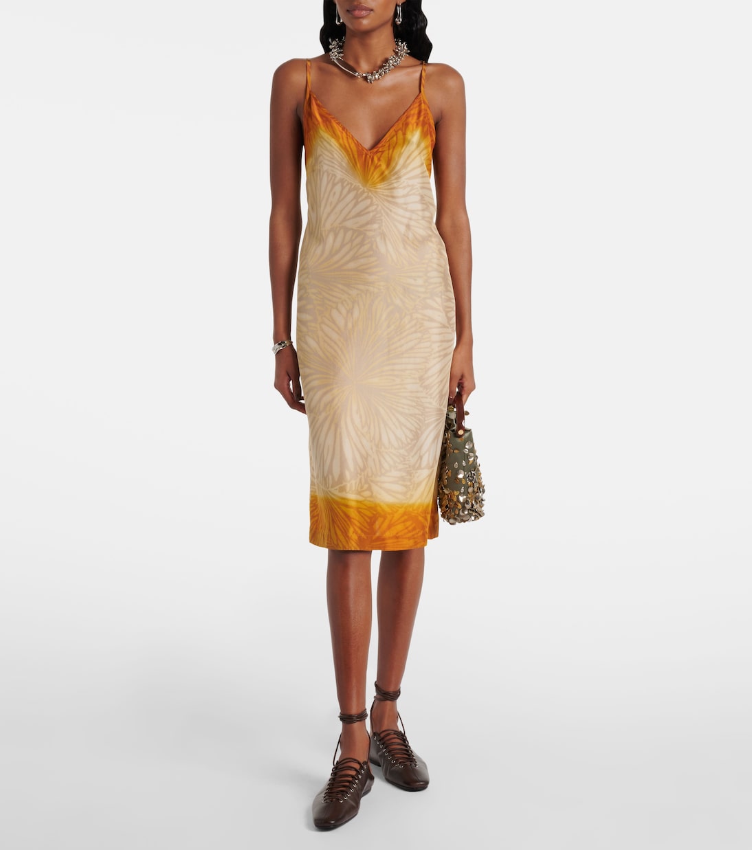 Abito sottoveste in seta ombré con stampa | Dries Van Noten