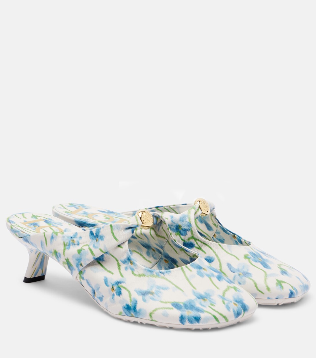 Pebble Soft 45 floral leather mules | Loewe