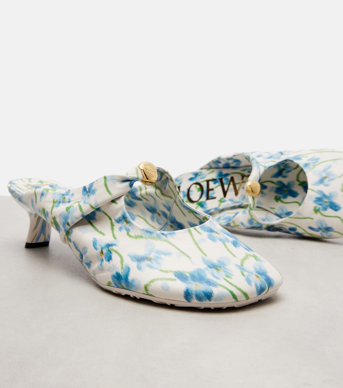 Pebble Soft 45 floral leather mules | Loewe