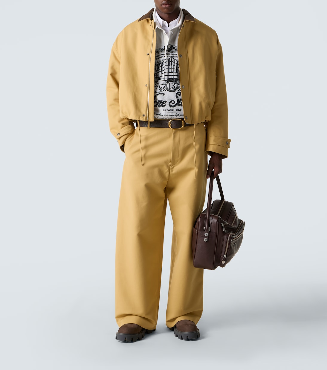 Mid-rise cotton satin wide-leg pants | Acne Studios