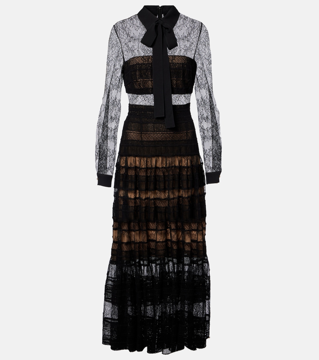 Lace and macramé midi dress | Elie Saab