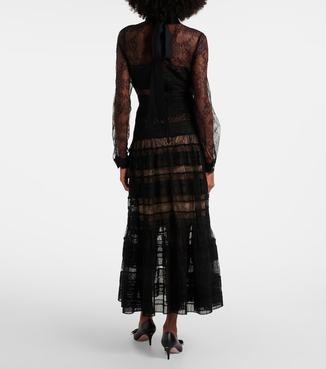 Lace and macramé midi dress | Elie Saab