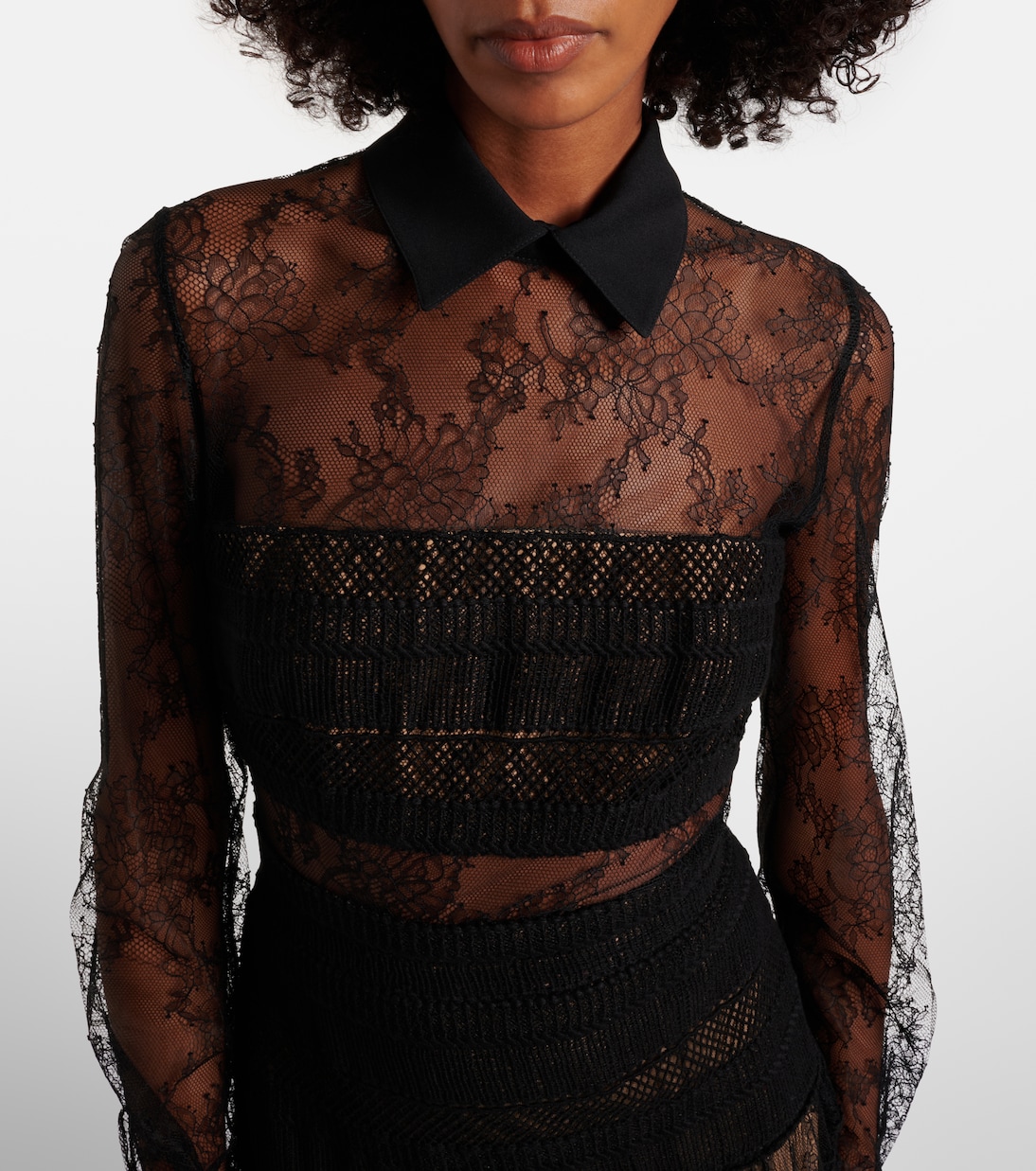Lace and macramé midi dress | Elie Saab